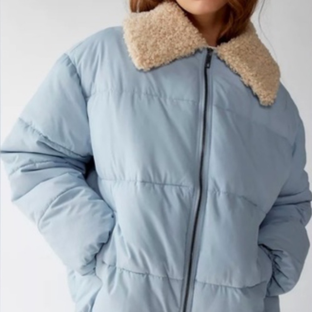 NWOT Urban Outfitters Duckie Faux Shearling Collar Puffer Jacket
